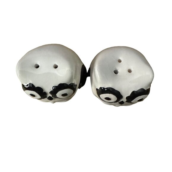 White‎ Owl Salt and Pepper Shakers Small Country Decor White Black - Picture 2 of 4